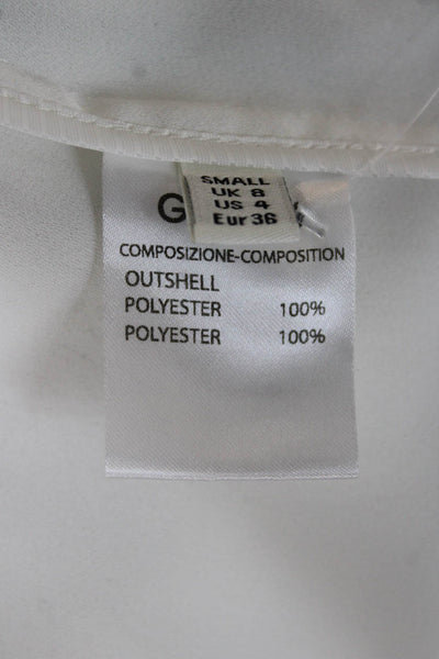 Goen. J Womens Bomber Jacket White V-Neck Zip Polyester Long Sleeve Size 4