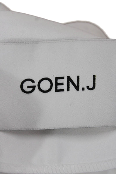 Goen. J Womens Bomber Jacket White V-Neck Zip Polyester Long Sleeve Size 4