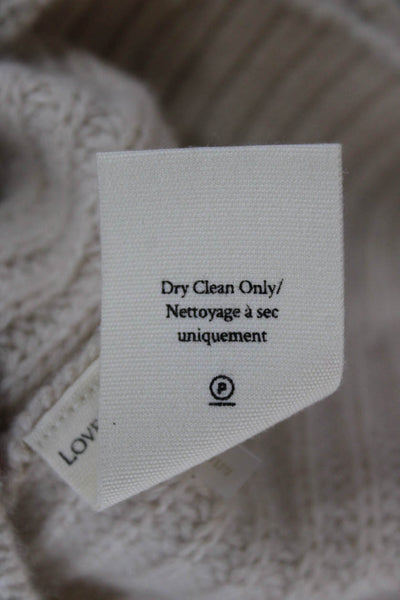 Love Shack Fancy Womens Cream Cashmere V Neck Cardigan Long Sleeve Size S