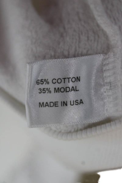 Pam & Gela Women Pullover Short Sleeve Round Neck Cotton White Size S