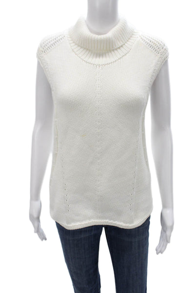 Helmut Lang Women Viscose Turtleneck Sleeveless Vest White Size S