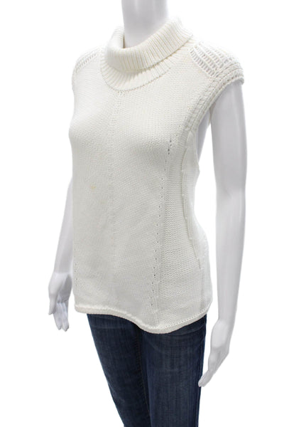 Helmut Lang Women Viscose Turtleneck Sleeveless Vest White Size S