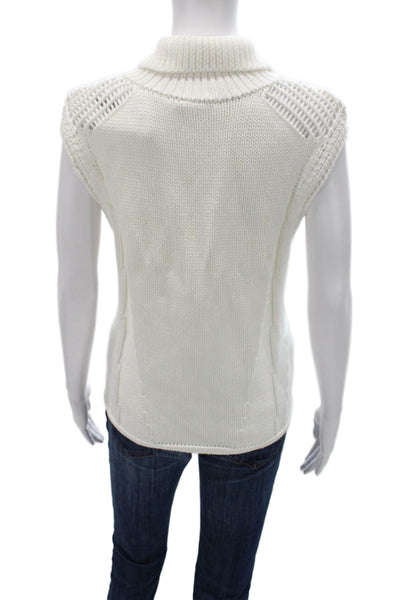 Helmut Lang Women Viscose Turtleneck Sleeveless Vest White Size S