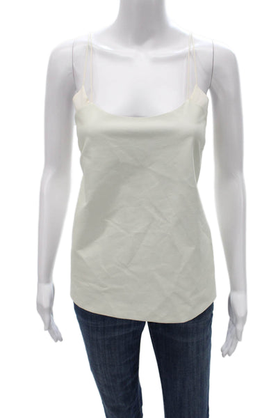 Vince Women Leather Ivory Camisole Scoop Neck Sleeveless Size S