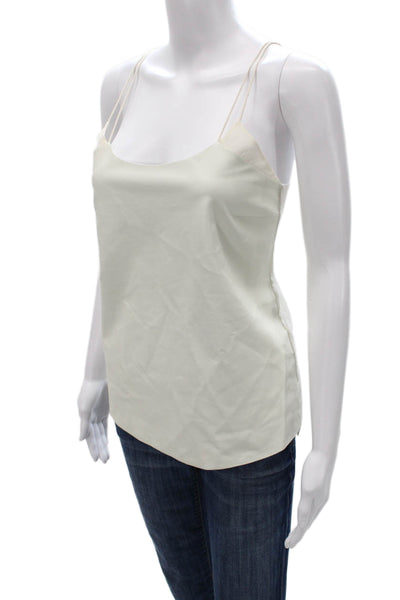 Vince Women Leather Ivory Camisole Scoop Neck Sleeveless Size S