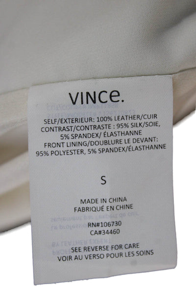 Vince Women Leather Ivory Camisole Scoop Neck Sleeveless Size S