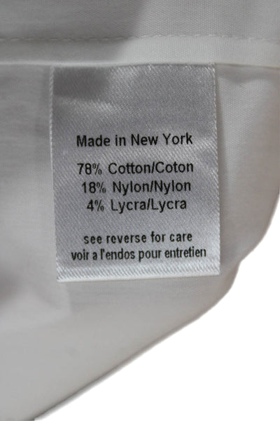 Caroline Constas Women Peplum Blouse White Cotton Mock Neck Long Sleeve Size S
