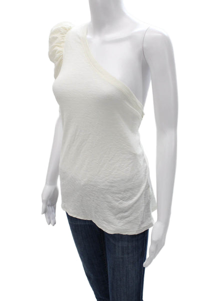 Nation LTD Womens Basic T-Shirt White One Shoulder Pima Cotton Size L
