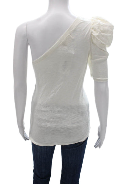 Nation LTD Womens Basic T-Shirt White One Shoulder Pima Cotton Size L