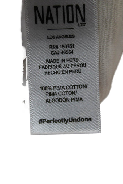 Nation LTD Womens Basic T-Shirt White One Shoulder Pima Cotton Size L