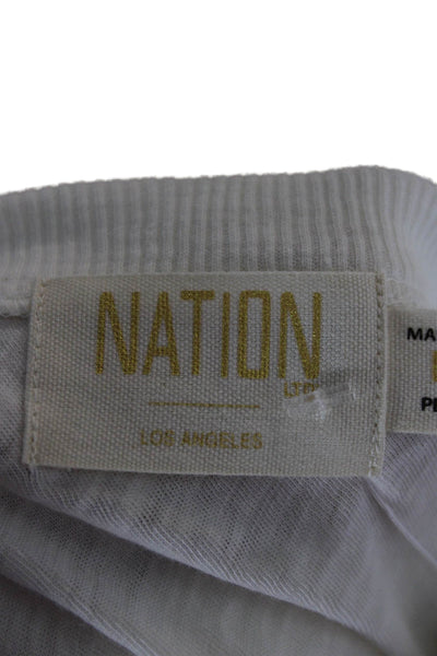 Nation LTD Womens Basic T-Shirt White One Shoulder Pima Cotton Size L