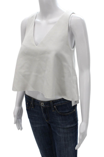 N/Nicholas Women Cropped Rayon V-Neck Sleeveless Tank White Pullover Size 2