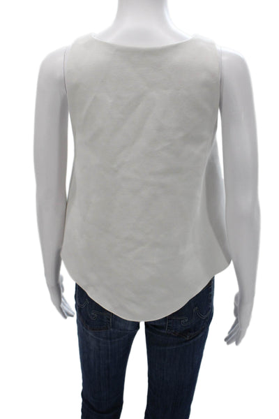 N/Nicholas Women Cropped Rayon V-Neck Sleeveless Tank White Pullover Size 2
