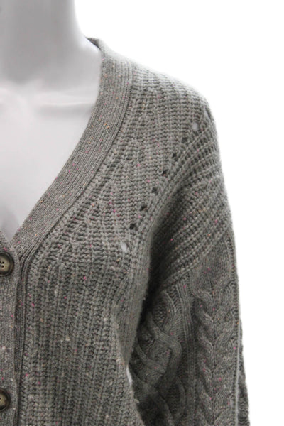 Something Navy Womens Gray V-Neck 90% Wool Cardigan Long Sleeve Size S