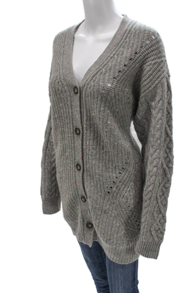 Something Navy Womens Gray V-Neck 90% Wool Cardigan Long Sleeve Size S