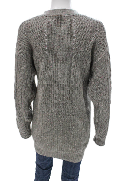 Something Navy Womens Gray V-Neck 90% Wool Cardigan Long Sleeve Size S