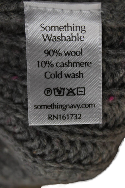 Something Navy Womens Gray V-Neck 90% Wool Cardigan Long Sleeve Size S