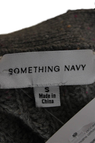 Something Navy Womens Gray V-Neck 90% Wool Cardigan Long Sleeve Size S