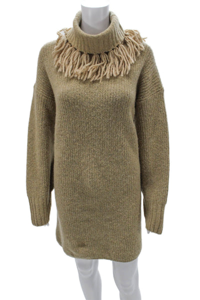Something Navy Women Green Wool Turtleneck Long Sleeve Sweater Dress Size M