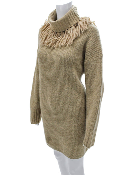 Something Navy Women Green Wool Turtleneck Long Sleeve Sweater Dress Size M