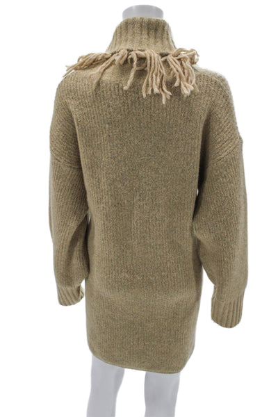 Something Navy Women Green Wool Turtleneck Long Sleeve Sweater Dress Size M