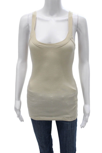 Splendid Womens Basic Tank Beige Scoop Neck Sleeveless Pima Modal Size M
