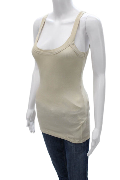 Splendid Womens Basic Tank Beige Scoop Neck Sleeveless Pima Modal Size M