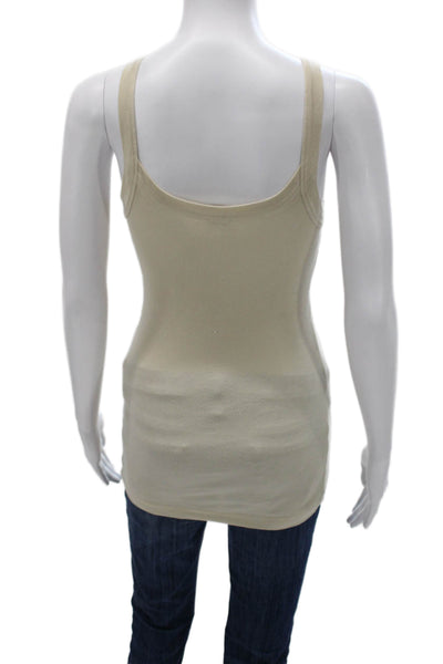 Splendid Womens Basic Tank Beige Scoop Neck Sleeveless Pima Modal Size M