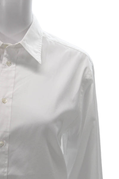 Ralph Lauren Womens White Cotton Collared Long Sleeve Button-Up Top Size 12