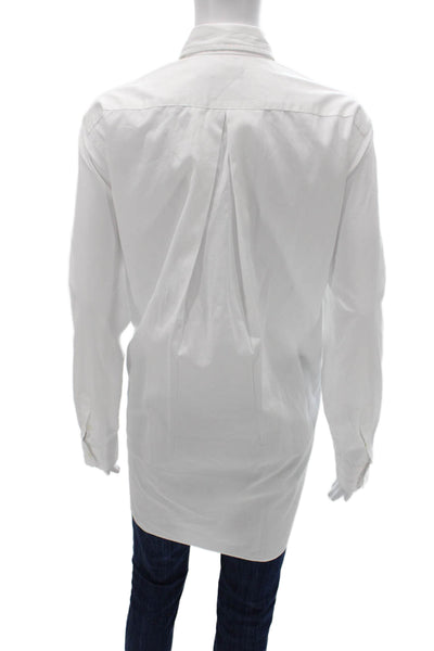 Ralph Lauren Womens White Cotton Collared Long Sleeve Button-Up Top Size 12