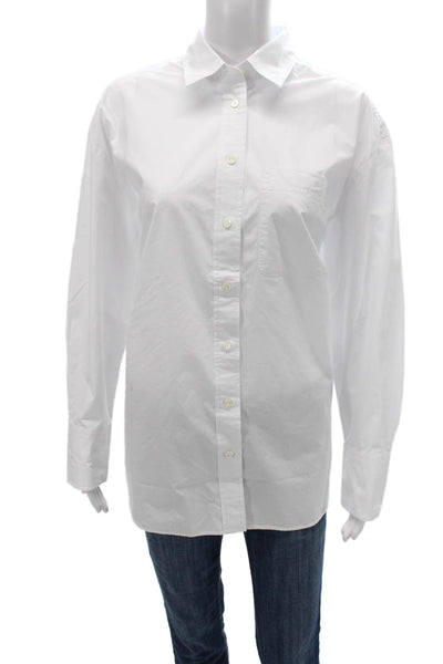 Banana Republic Women Button Up Collared Cotton Long Sleeve White Size M