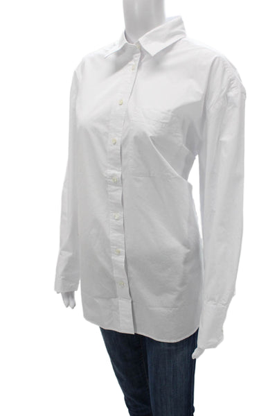Banana Republic Women Button Up Collared Cotton Long Sleeve White Size M