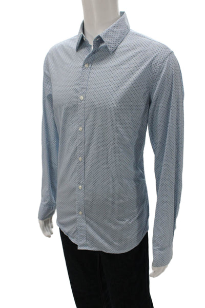 Michael Kors Mens Cotton Blend Long Sleeve Button Up Shirt Blue Size L