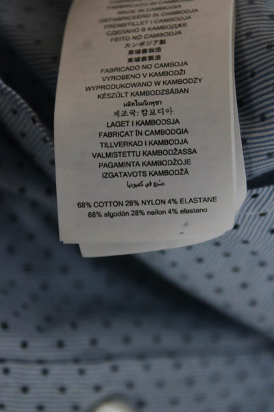 Michael Kors Mens Cotton Blend Long Sleeve Button Up Shirt Blue Size L