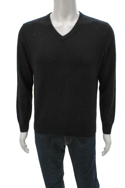 J Crew Mens Gray Cashmere V Neck Pullover Long Sleeve Size M