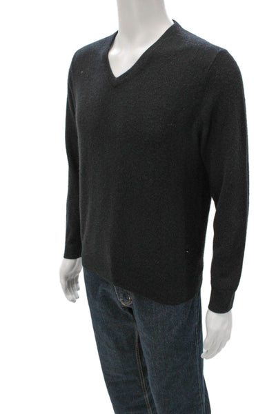 J Crew Mens Gray Cashmere V Neck Pullover Long Sleeve Size M