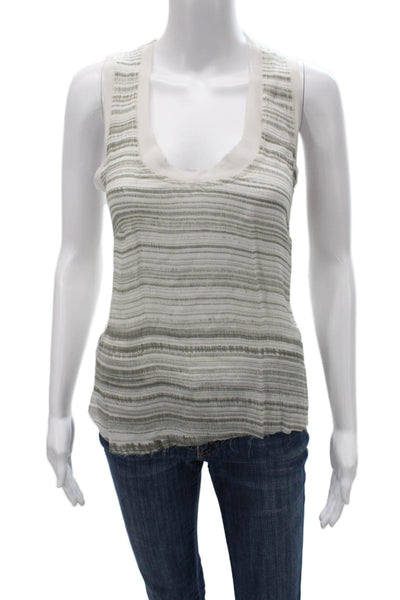 Pharaoh Womens Basic Silk Striped Scoop Neck Tank White Size 1