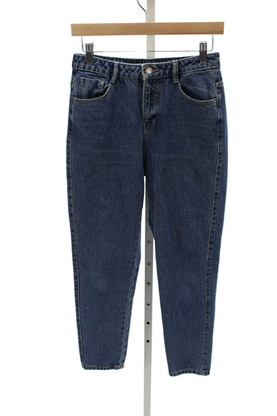 Zara Trafaluc Womens Tapered Jeans Blue Cotton Button Low Rise Size 4