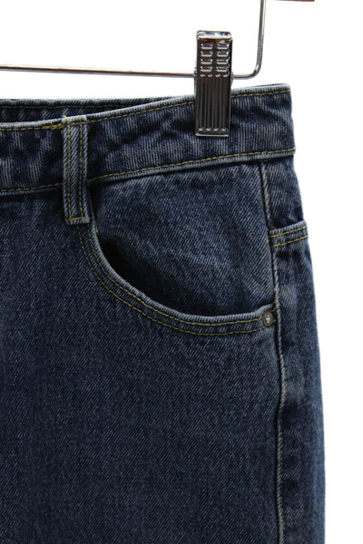 Zara Trafaluc Womens Tapered Jeans Blue Cotton Button Low Rise Size 4