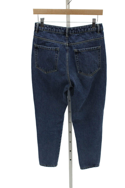 Zara Trafaluc Womens Tapered Jeans Blue Cotton Button Low Rise Size 4