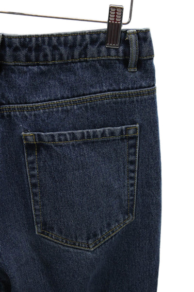 Zara Trafaluc Womens Tapered Jeans Blue Cotton Button Low Rise Size 4