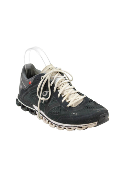 On Cloud Womens Lace Up Knit Low Top Running Sneakers Black Gray Size 8