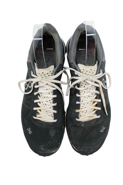 On Cloud Womens Lace Up Knit Low Top Running Sneakers Black Gray Size 8