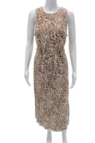 Wayf Women Maxi Dress Brown Rayon Sleeveless Round Neck Button Size M