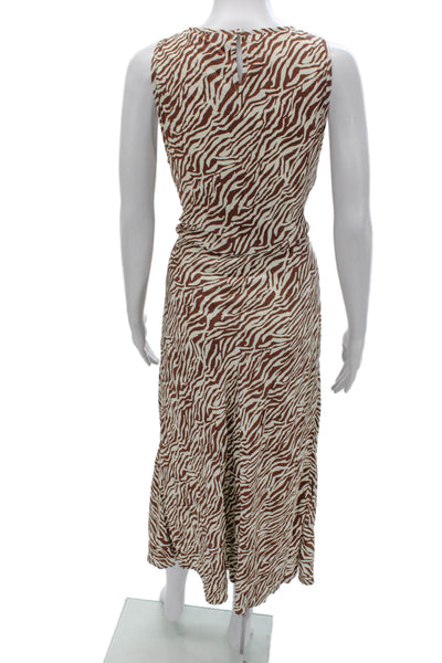 Wayf Women Maxi Dress Brown Rayon Sleeveless Round Neck Button Size M