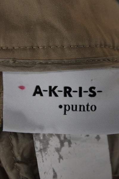 Akris Punto Women Cropped Cotton Pants Beige Zip Size 8