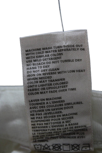L'Agence Women Cropped Jeans White Mid Rise Button Cotton Blend Size 27