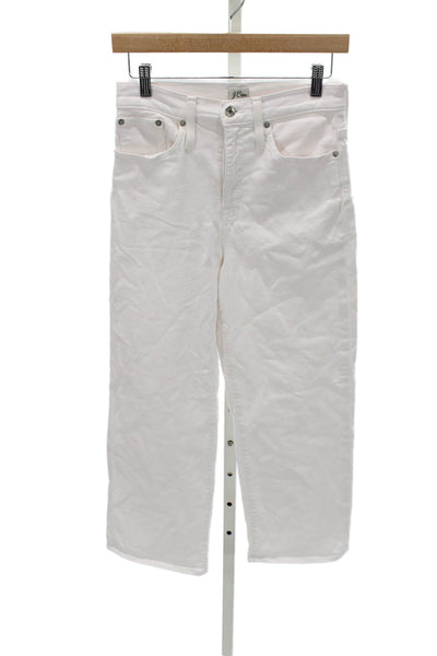 J Crew Womens Straight Jeans White High Rise Cotton Button Size 26