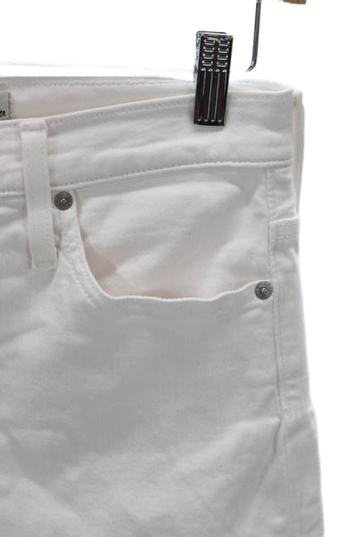 J Crew Womens Straight Jeans White High Rise Cotton Button Size 26