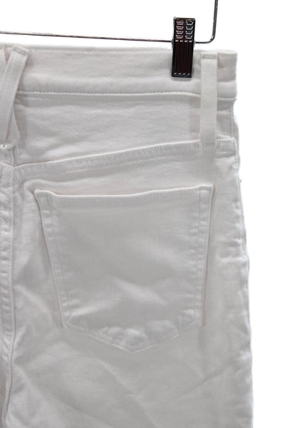 J Crew Womens Straight Jeans White High Rise Cotton Button Size 26